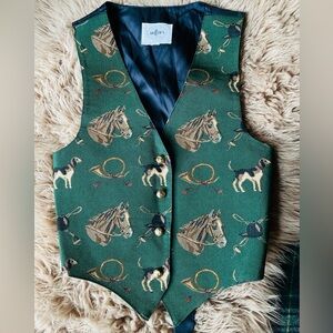 Vintage Miller's Horse Print Equestrian Vest Waistcoat Sportific Collection
